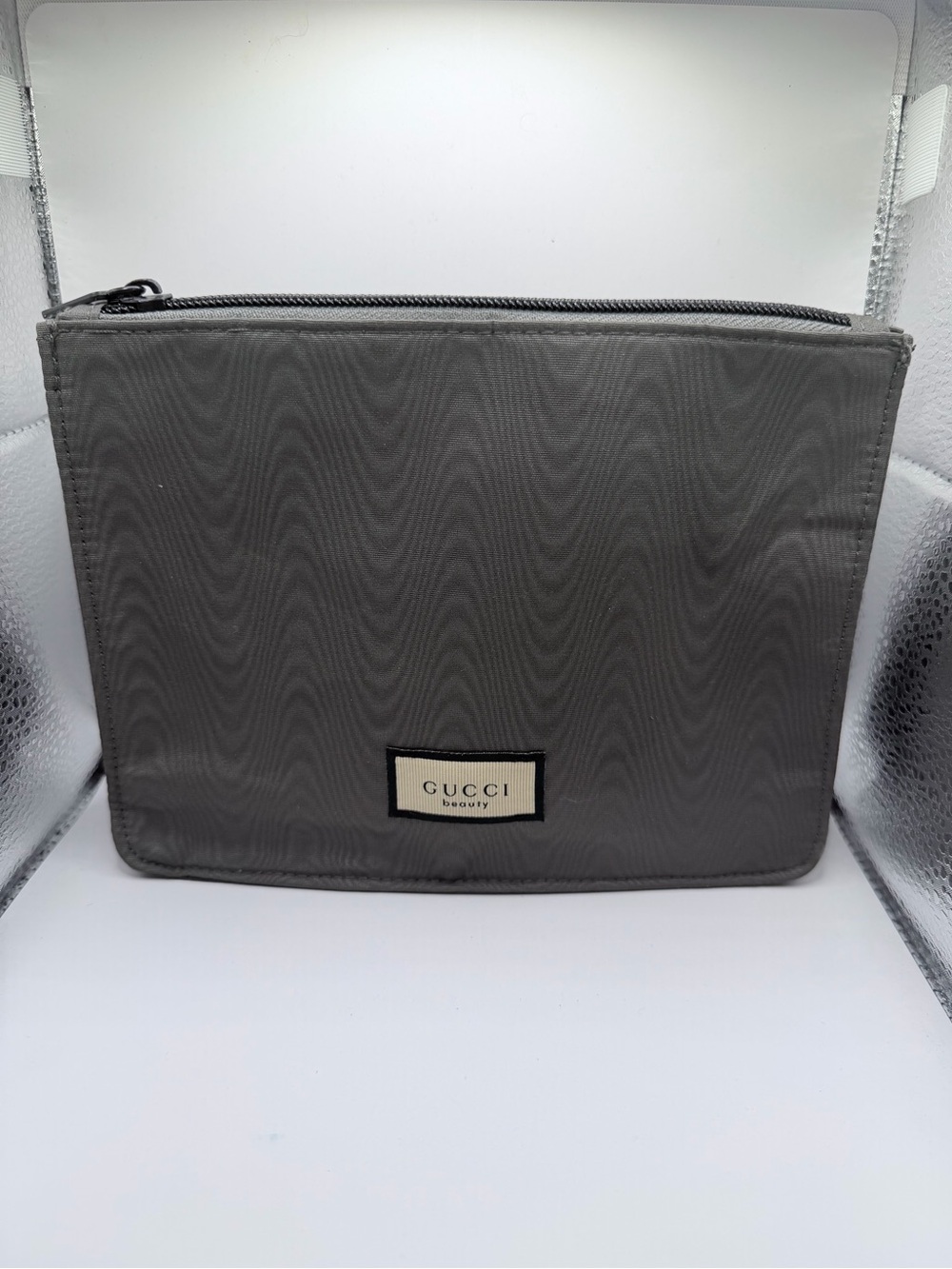 Gucci Beauty Gray Nylon Cosmetic Travel Pouch